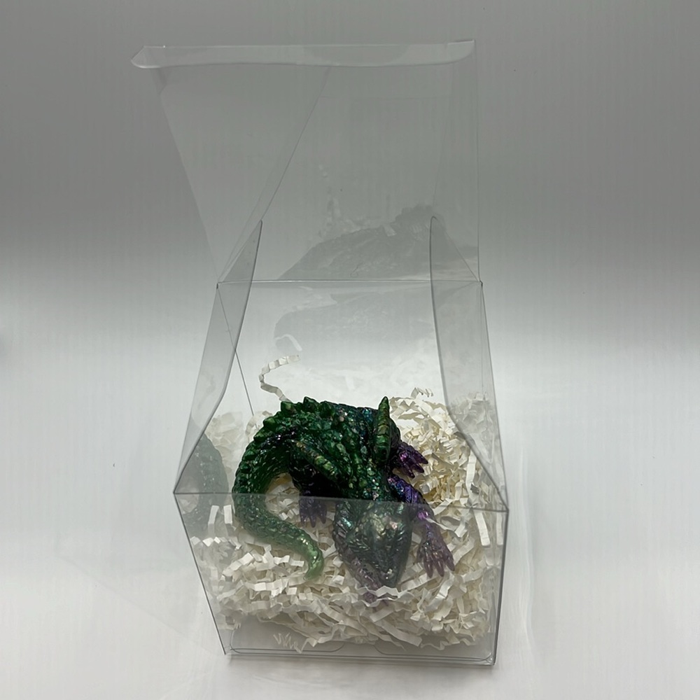 Dragon figurine / sculpture in green and purple - Picture 8 of 11
